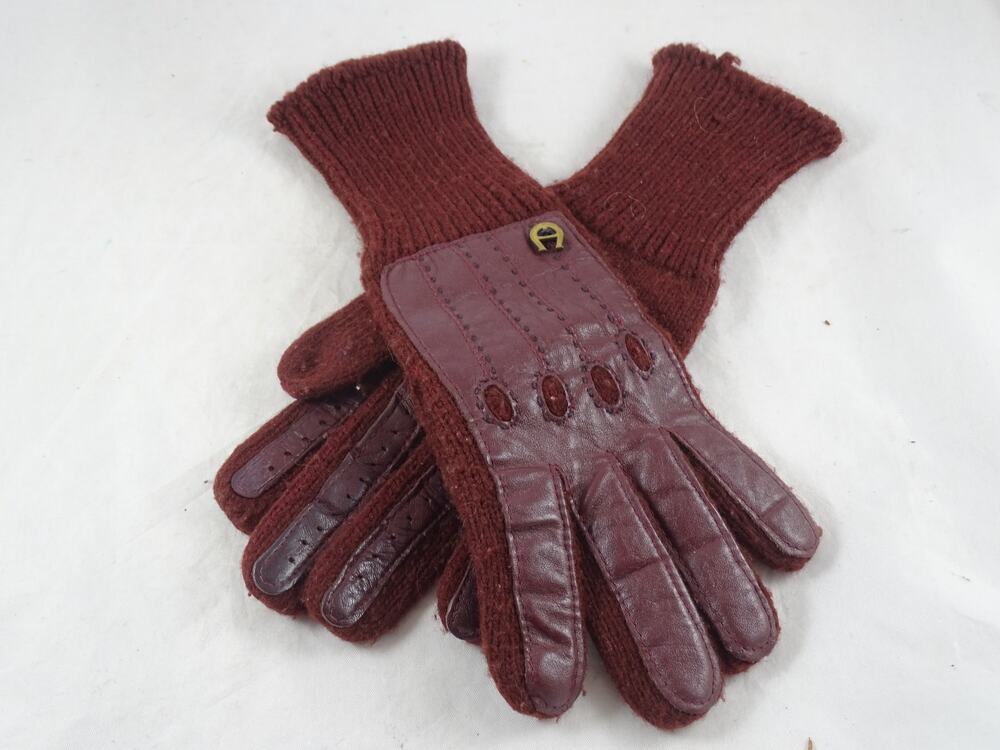 Vintage Etienne Aigner Brown Knit Winter Gloves